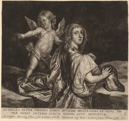 Achilles als Pyrrha mit Amor