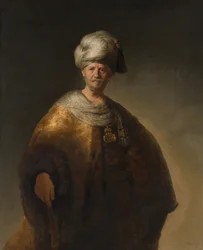 Der orientalische Adlige, auch bekannt als Der slawische Adlige - Gemälde von Rembrandt van Rijn