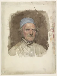 Männerporträt, mit blauer Mütze