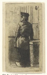 Junger Mann auf Holzschuhen
