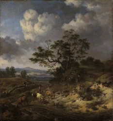 Hügelige Landschaft mit Kühen