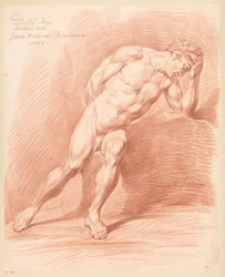 Sitzender männlicher Akt, von vorne gesehen (3. Preis 1800)