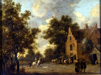 Landschaft und Werkstatt von Marschall Ferrand. Gemälde von Jan Wynants (1630 - 1684). Mailand, Museo del Castello