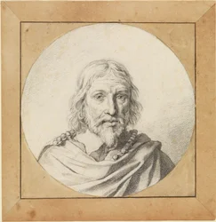 Brustbild eines alten Mannes von vorn (im Rund)