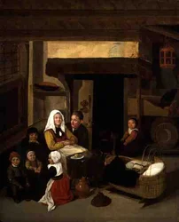 Familieninterieur in einer Scheune