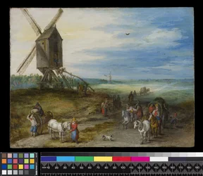 Landschaft mit Mühle und Karren, ca. 1611