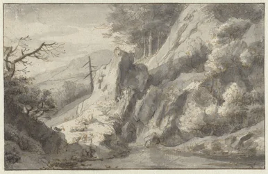 Berglandschaft mit totem Nadelbaum