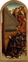 Der Genter Altar. Anbetung des mystischen Lammes: Musizierende Engel, 1432