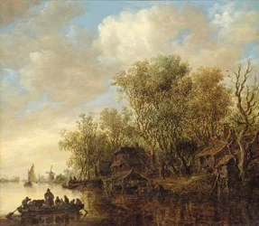Flusslandschaft mit einer Fähre