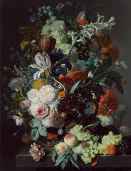 Stillleben mit Blumen und Früchten