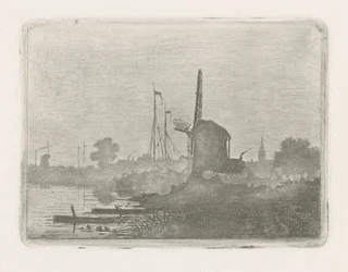Ansicht einer Mühle am Wasser