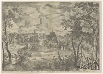 Landschaft mit Christus, der einen Dämon bei einem stummen Mann austreibt