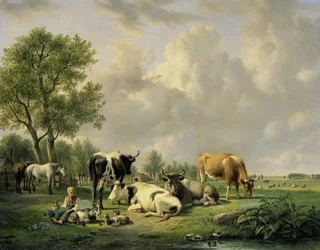 Wiese mit Tieren