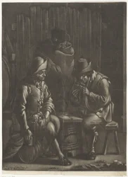 Kartenspieler um ein Fass