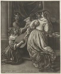 Musizierende Gesellschaft um einen Tisch