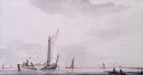 Fischer und Segelboote auf einem ruhigen Ästuar