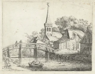 Landschaft mit Holzbrücke