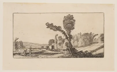 Landschaft mit Jägern und Heuwagen, aus Sechs Landschaften