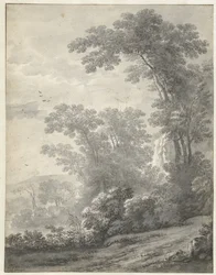 Berglandschaft mit Bäumen an einem Fluss