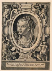 Gerechtigkeit (Iustitia), Platte 5 aus den "Virtutum theologicarum et cardinalium"