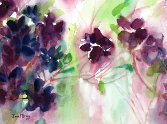 Violette Aquarellblüten