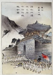 Erster Chinesisch-Japanischer Krieg: Japanische Truppen überqueren die Große Mauer Chinas