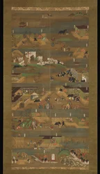 Illustrierte Biografie von Prinz Shōtoku, Hängerolle, Kamakura-Periode (1185–1333)