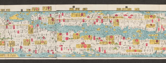 Abschnitt einer Straßenkarte von Japan. Dai Nihon koku junro meiki daisei. ["Eine klare und detaillierte Karte der Hauptstraßen Japans"] 1850