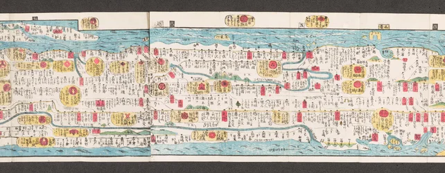 Abschnitt einer Straßenkarte Japans. Dai Nihon koku junro meiki daisei. ["Eine klare und detaillierte Karte der Hauptstraßen Japans"] 1850