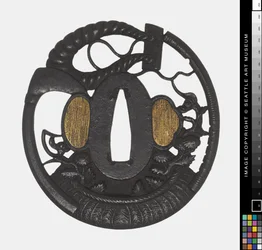 Tsuba: Blumen, Sense, Seil, frühes 18. Jahrhundert (Eisen)