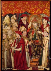 Die Wahl von Saint Fabien zum Papst (236 bis 250). Gemälde von Jaime Huguet (1415-1492)