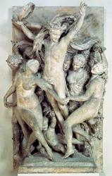 Les Bacchantes tanzen und spielen Musik. Relief von Jean-Baptiste Carpeaux (1827-1875) 1865-1869