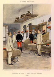 Typen und Uniformen der französischen Armee von Hauptmann Jules Richard, illustriert von Edouard Detaille: Linieninfanterie: Revue in den Kammern 1885, Private Sammlung