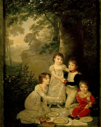 Vier Söhne von Joachim Murat und Caroline Bonaparte (von links, Letizia