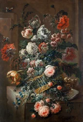 Blumenstück mit bunten Tulpen