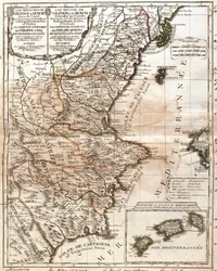 Karte des Königreichs Valencia und Murcia (Spanien)