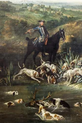 Ludwig XV. jagt Hirsche im Wald von Saint-Germain, 1730