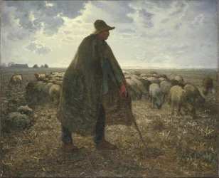 Hirte, der seine Herde hütet