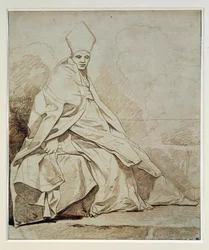 Studie einer drapierten Figur in einem kirchlichen Gewand