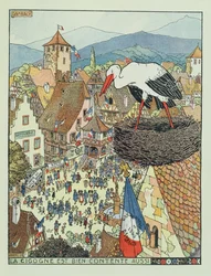 Einzug französischer Truppen in Dambach, Elsass