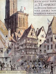 Plakat zur Werbung für das dritte nationale Verteidigungsdarlehen, herausgegeben zur Unterstützung des Elsass, Erster Weltkrieg