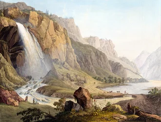 Blick auf den Wasserfall von Pissevache, ca. 1789