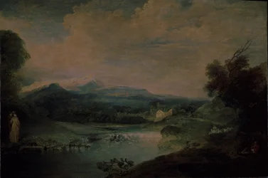 Landschaft mit Wasserfall, ca. 1714