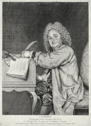 Porträt von Jean-Ferry Rebel (1666-1747), graviert von Moyreau