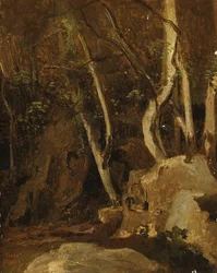 Bei Civita Castellana, bewaldete Felsen, 1825-28