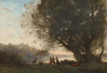 Tanz unter den Bäumen am Seeufer, 1865-1870