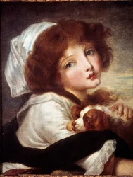 Junges Mädchen mit kleinem Hund, 18. Jahrhundert, Paris, Musée Cognacq-Jay.