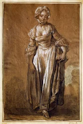 Stehendes junges Mädchen, Zeichnung von Jean-Baptiste Greuze