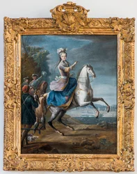 Reiterporträt von Marie Leszczynska, Ehefrau von Ludwig XV. von Martin Jean Baptiste (Martin Des Battailles) (1659 - 1735). (Falkenjagd zuerst vom Schloss Fontainebleau) - Musée de Sceaux