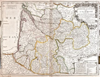 Karte von Guyenne und Gascogne (Südwestfrankreich) (Gravur)